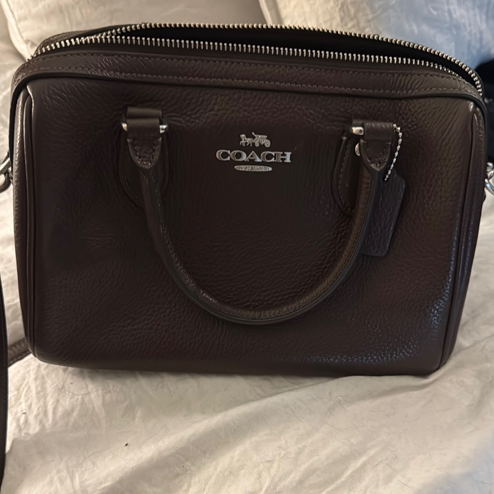 Coach Rowan Dark Brown Small Satchel with Structured Design